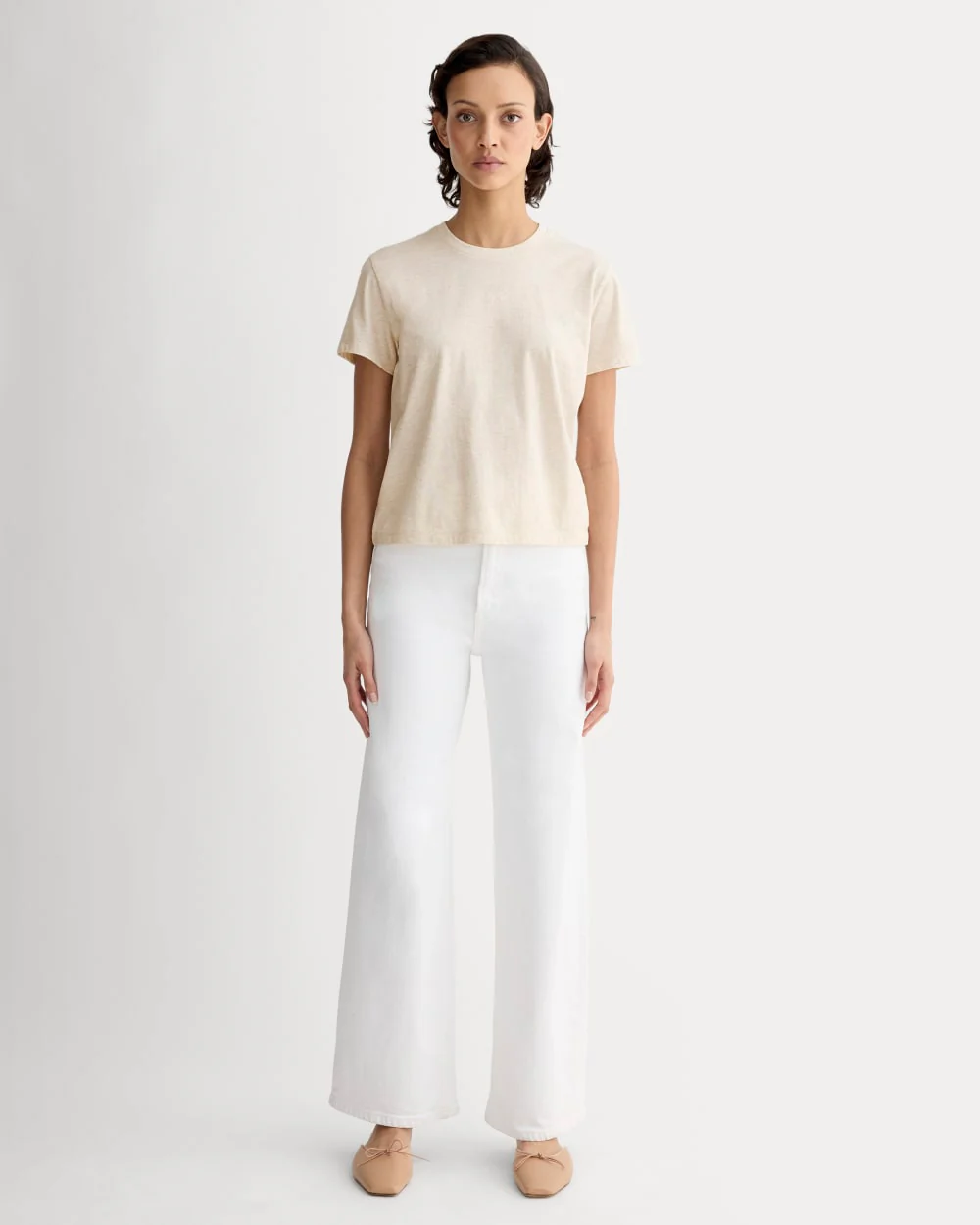 The Box-Cut Tee in Essential Cotton | Heathered Oat | No Pocket - Image 3