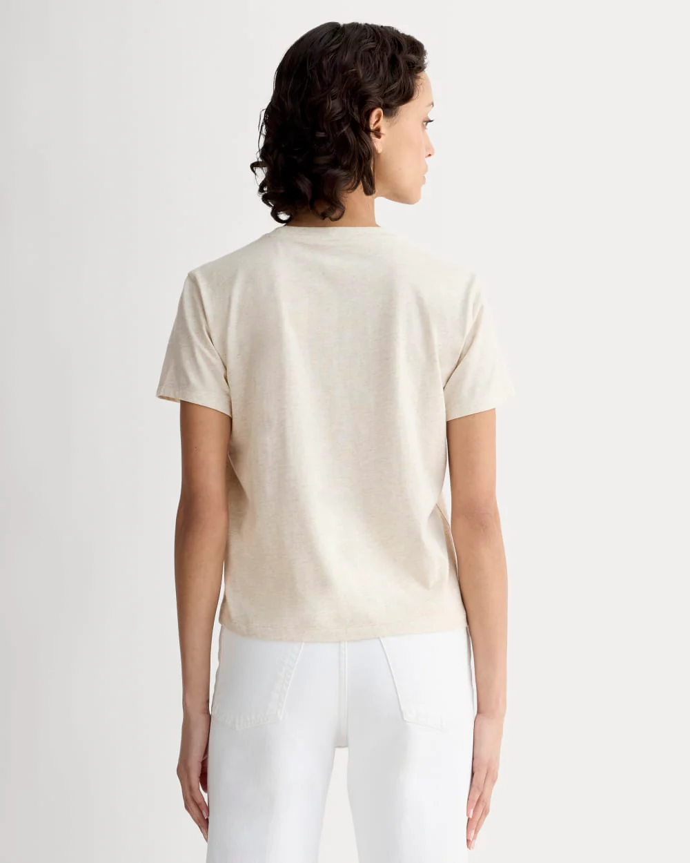 The Box-Cut Tee in Essential Cotton | Heathered Oat | No Pocket - Image 4