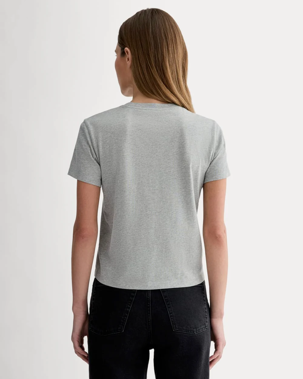 The Box-Cut Tee in Essential Cotton | Heathered Grey | No Pocket - Image 4