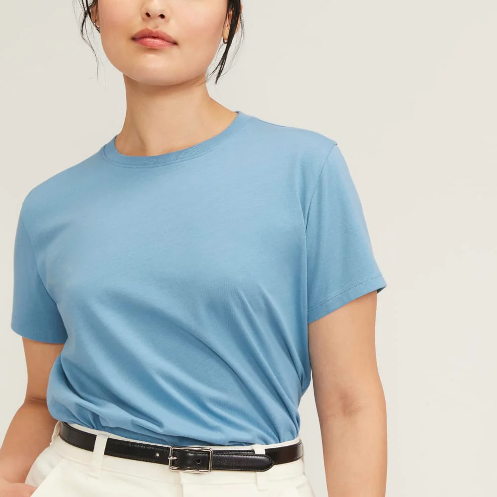 The Box-Cut Tee in Essential Cotton | Heritage Blue | No Pocket - Image 3