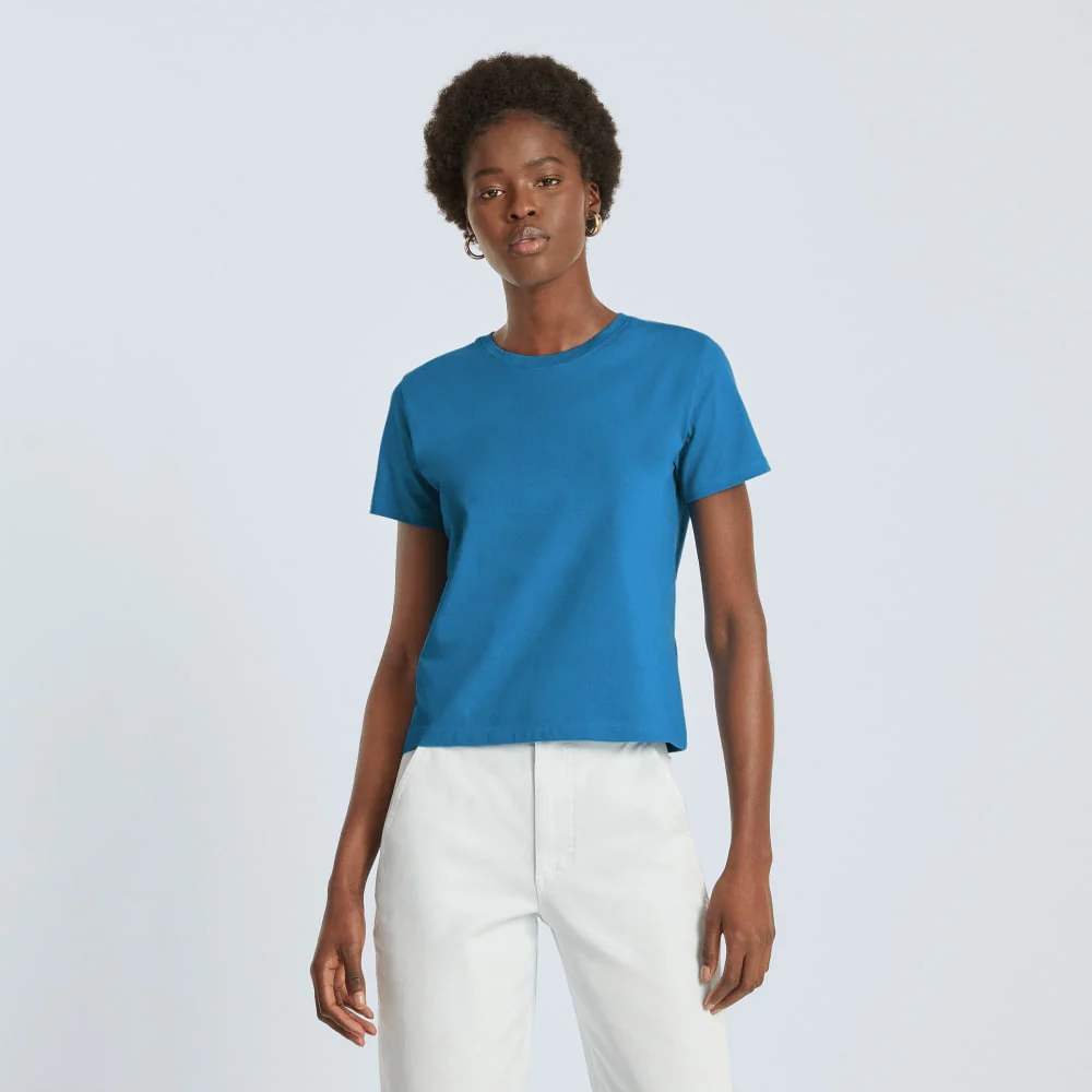 The Box-Cut Tee in Essential Cotton | Horizon Blue | No Pocket - Image 2
