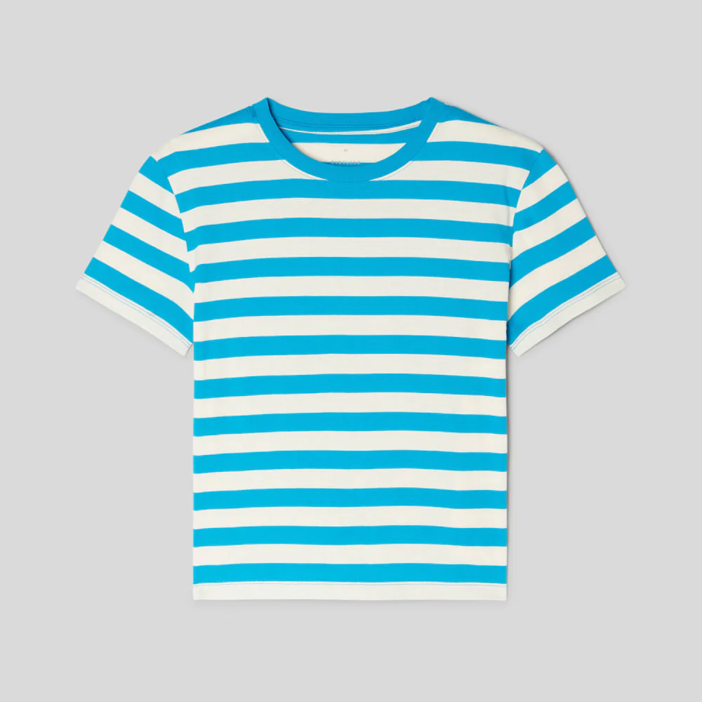 The Box-Cut Tee in Essential Cotton | Horizon Blue / Canvas Tan | No Pocket - Image 2