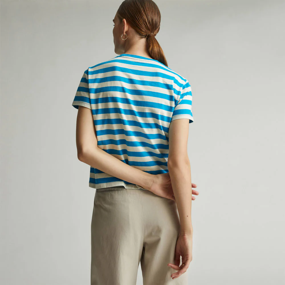 The Box-Cut Tee in Essential Cotton | Horizon Blue / Canvas Tan | No Pocket - Image 4