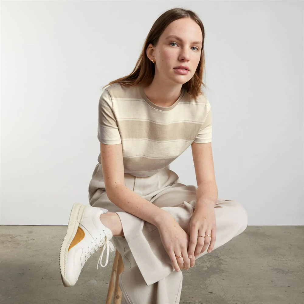 The Box-Cut Tee in Essential Cotton | Pale Khaki / Canvas Tan | No Pocket - Image 6