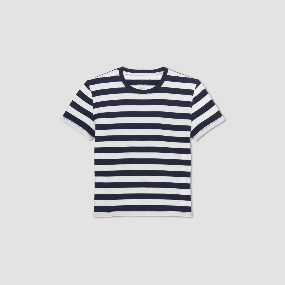 The Box-Cut Tee in Essential Cotton | Navy / Canvas | No Pocket - Image 2
