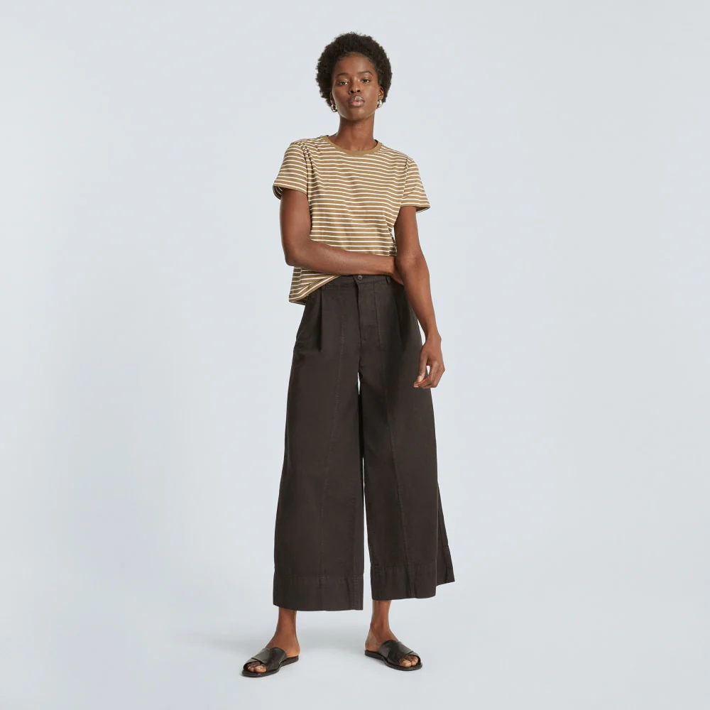 The Box-Cut Tee in Essential Cotton | Olive / Tan | No Pocket - Image 6