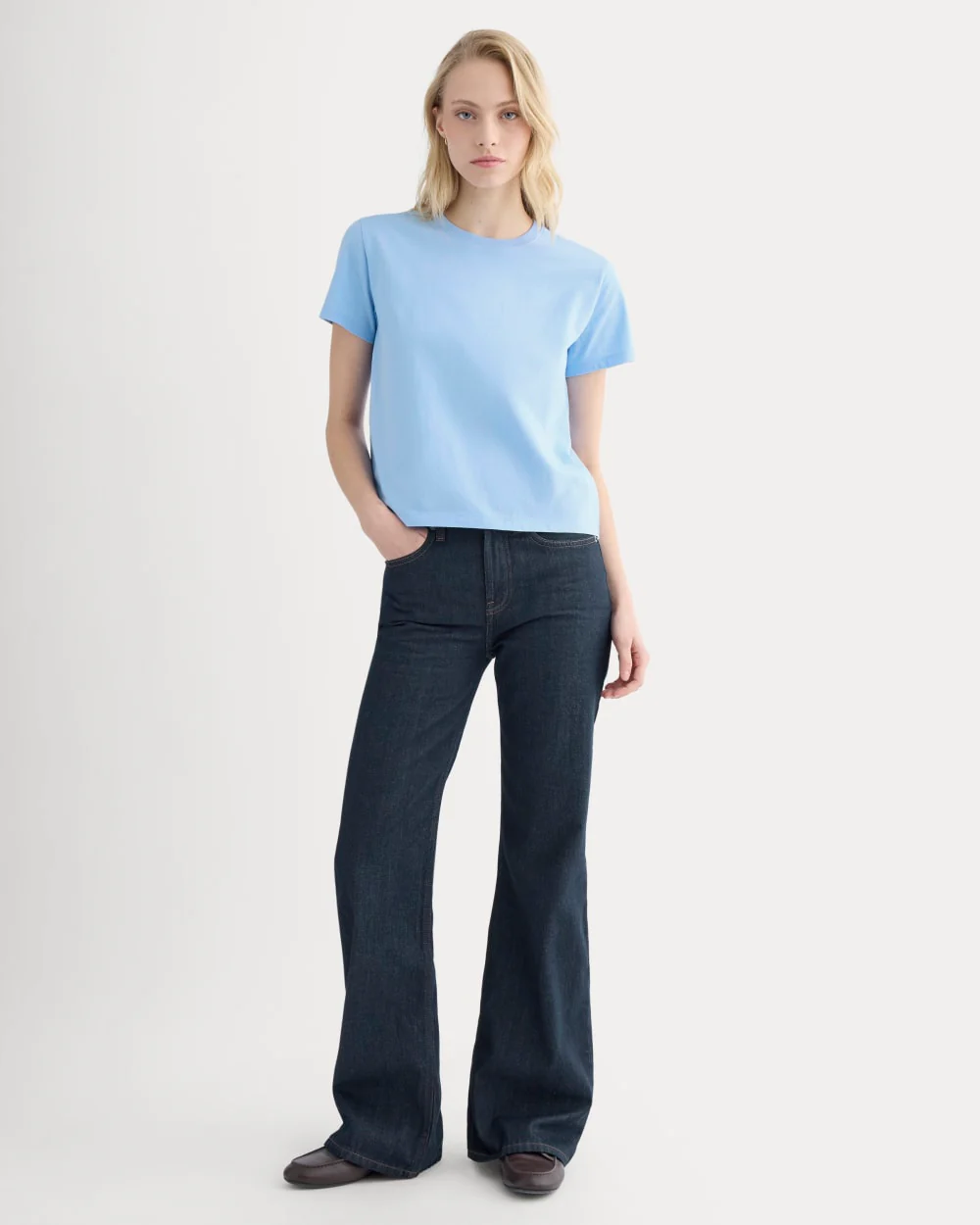 The Box-Cut Tee in Essential Cotton | Open Air Blue | No Pocket - Image 3