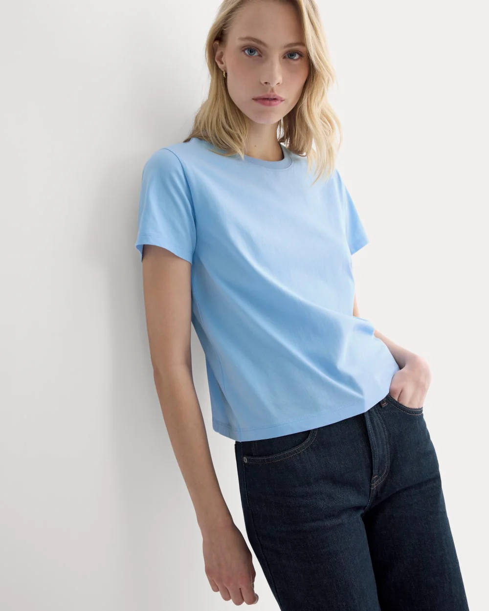 The Box-Cut Tee in Essential Cotton | Open Air Blue | No Pocket - Image 4
