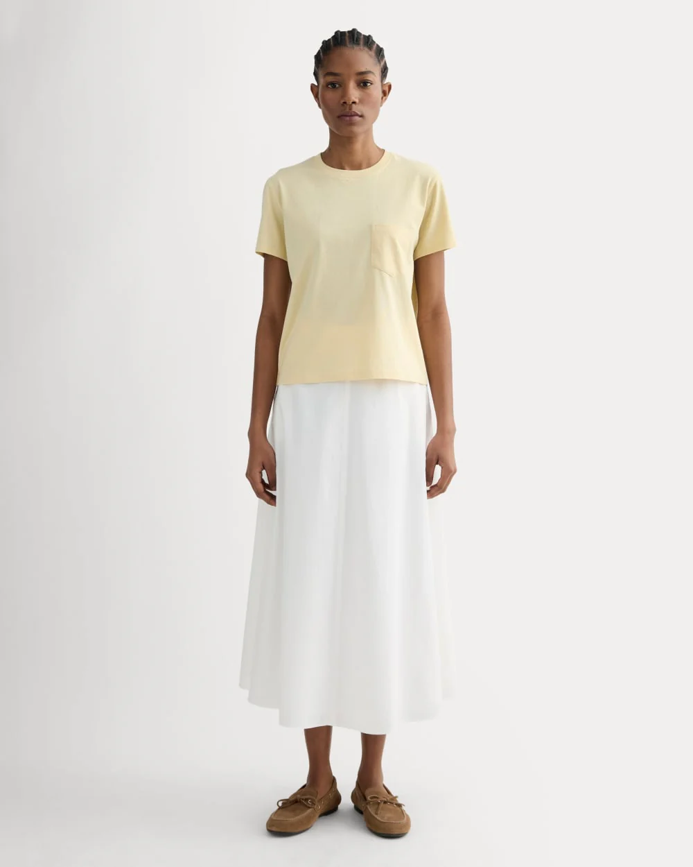 The Box-Cut Tee in Essential Cotton | Banana Crepe | Pocket - Image 3