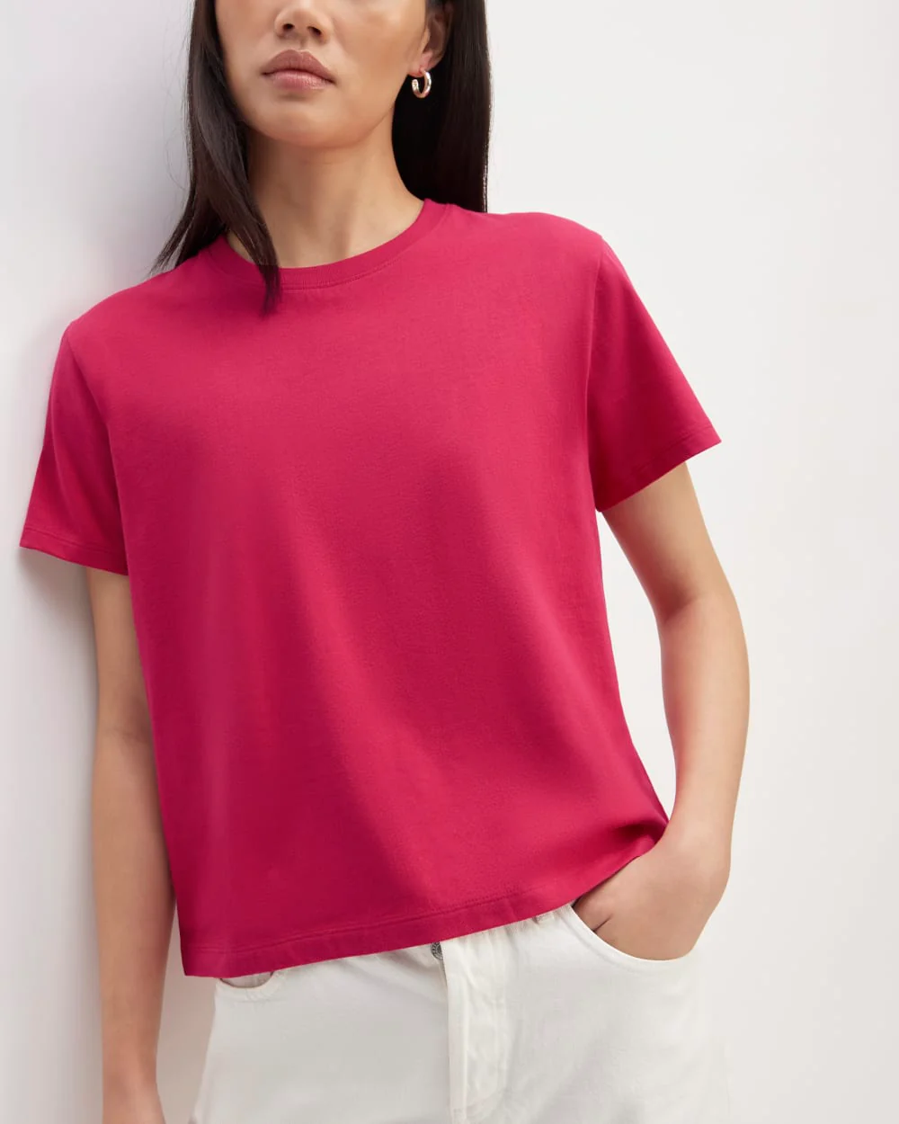 The Box-Cut Tee in Essential Cotton | Red Currant | No Pocket - Image 3