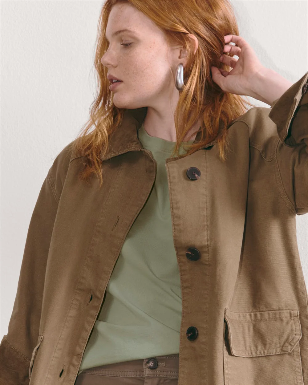 The Box-Cut Tee in Essential Cotton | Sage Green | No Pocket - Image 5