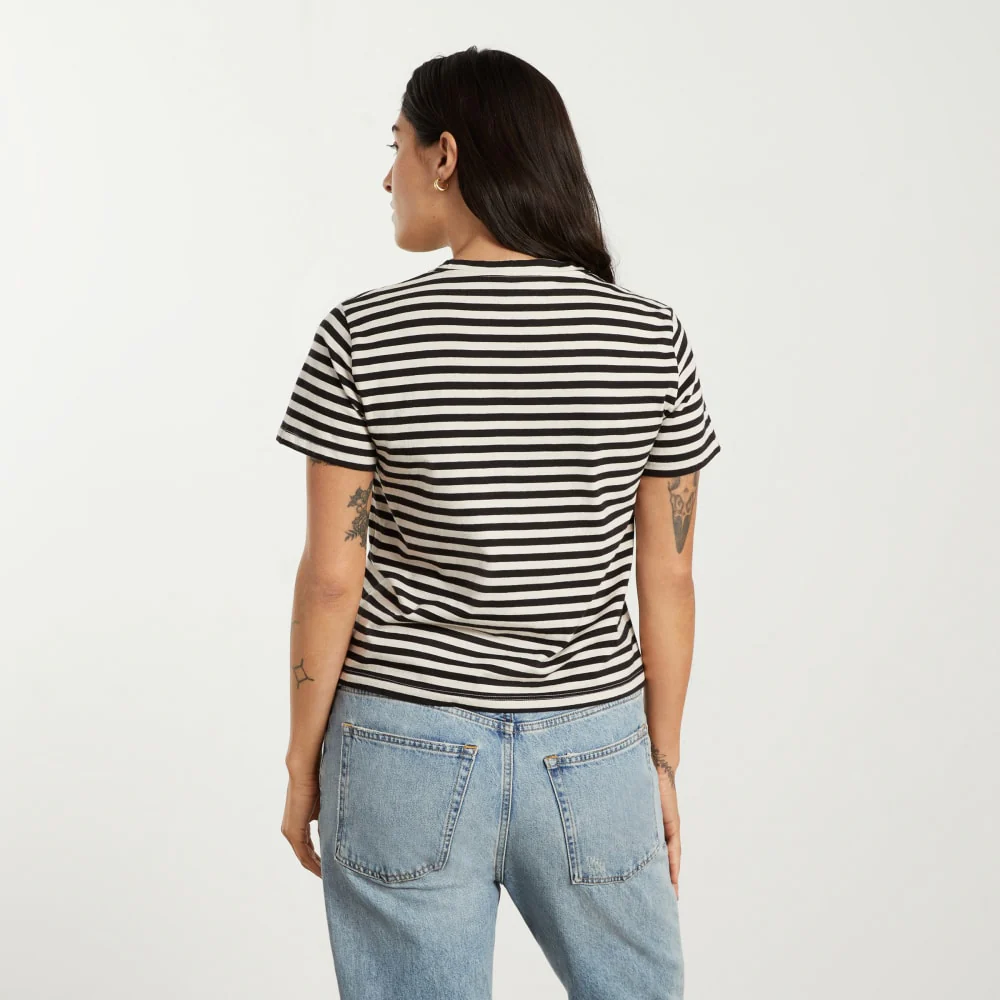 The Box-Cut Tee in Essential Cotton | Sandstone / Black | No Pocket - Image 4