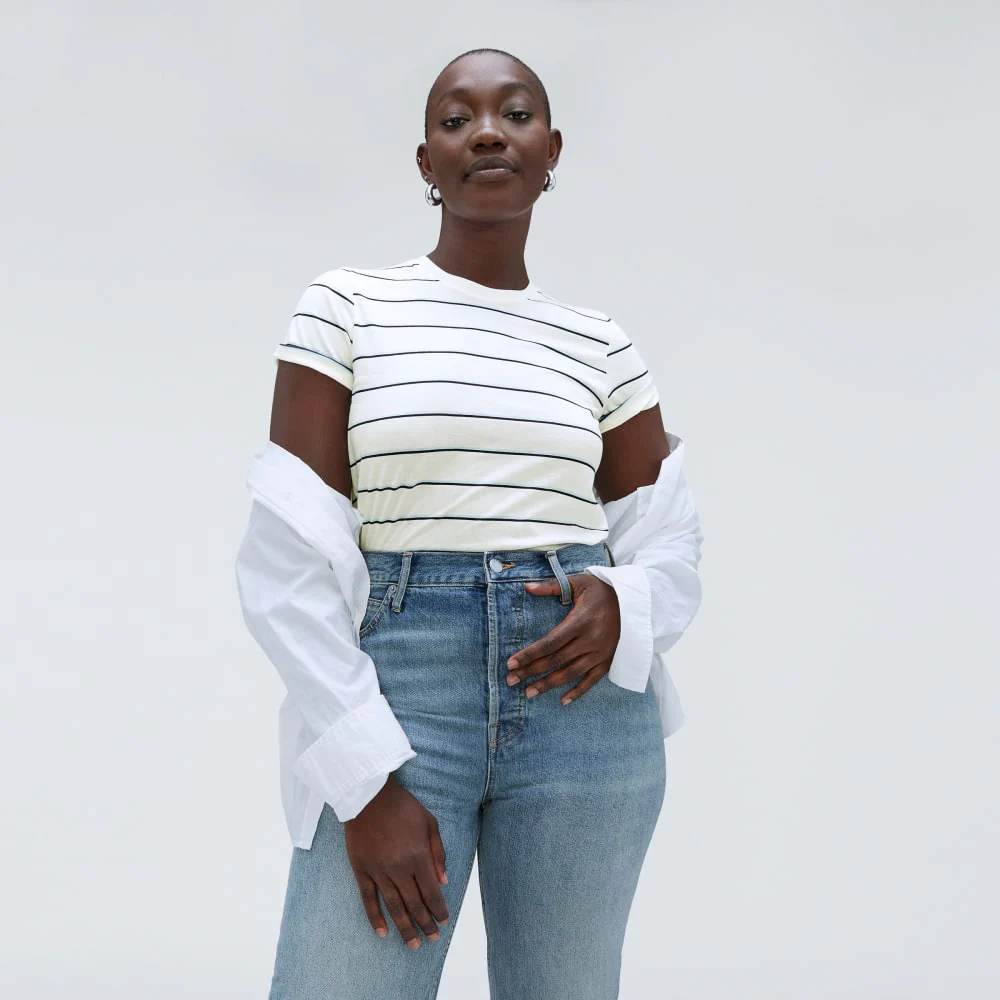 The Organic Cotton Crew Tee |  Navy / White - Image 5
