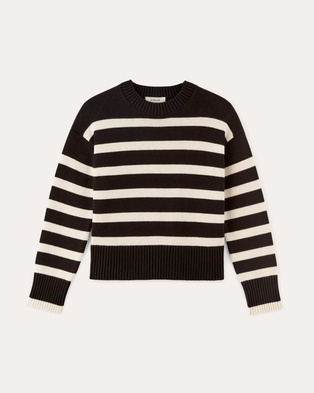 The Boxy Sweater in Everyday Cotton | Black / Canvas - Image 2