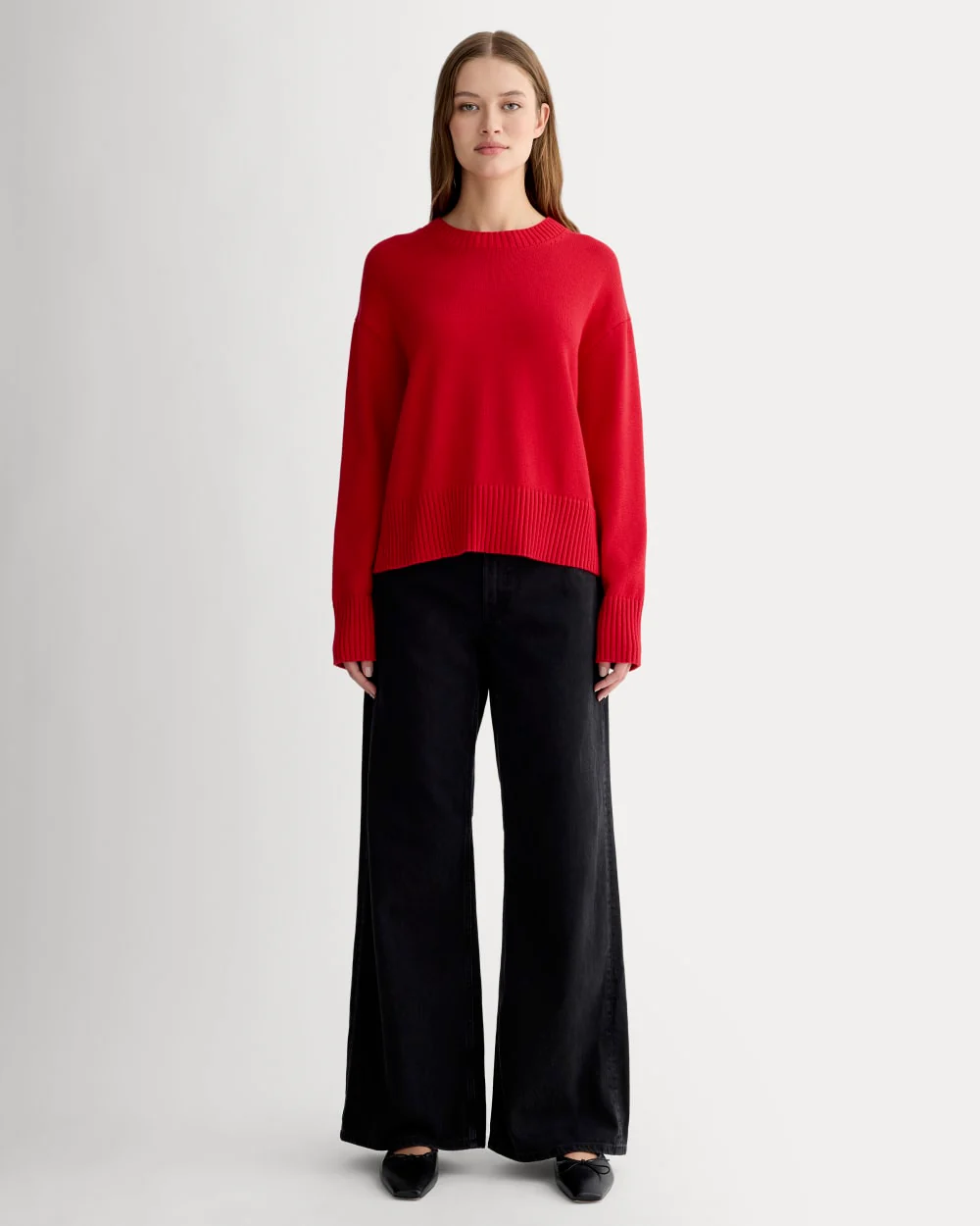 The Boxy Sweater in Everyday Cotton | Classic Red - Image 3