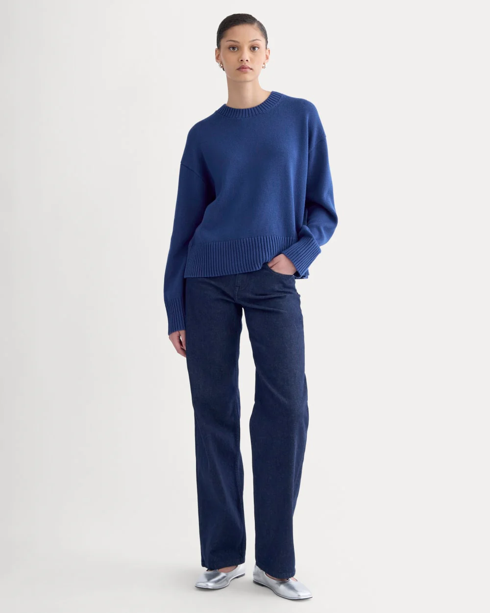 The Boxy Sweater in Everyday Cotton | Deep Lazuli Blue - Image 3