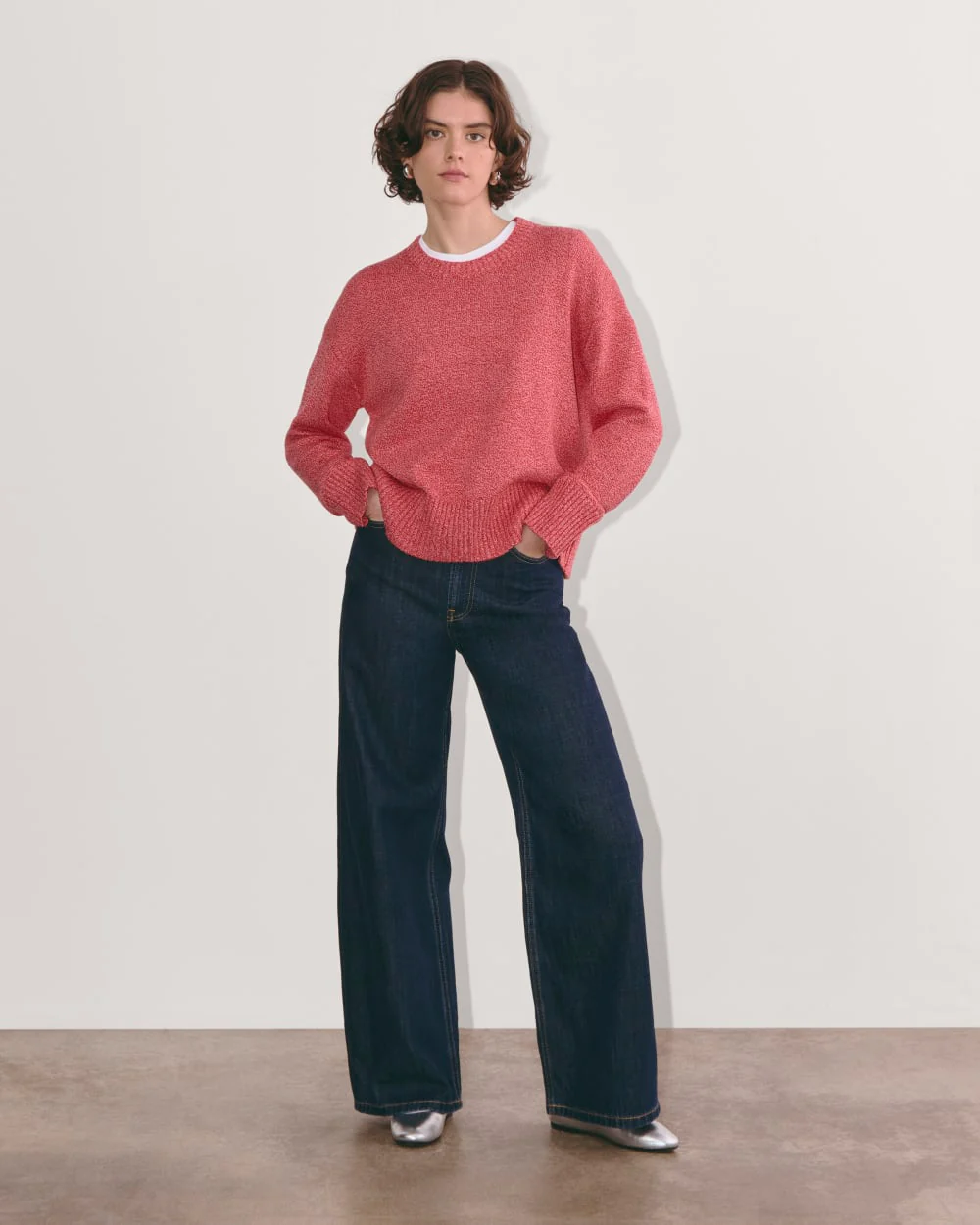 The Boxy Sweater in Everyday Cotton | Pink Peony / Classic Red - Image 4