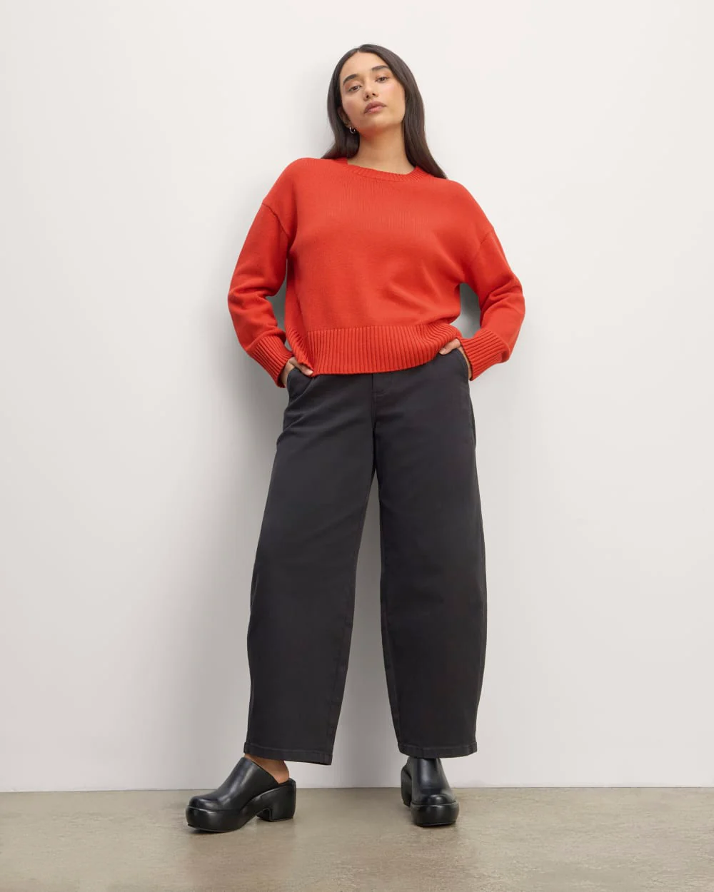 The Boxy Sweater in Everyday Cotton | Poppy Red - Image 3