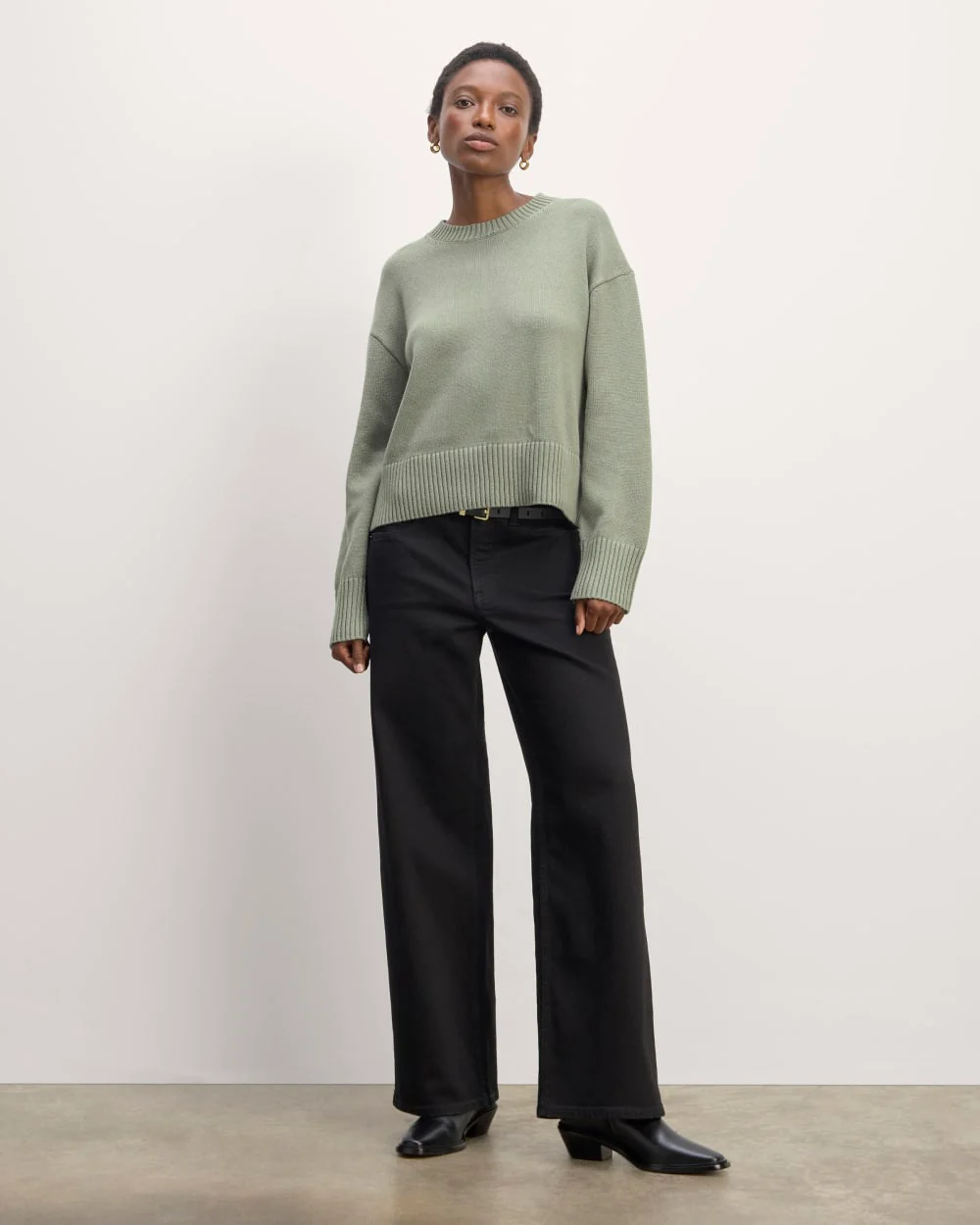 The Boxy Sweater in Everyday Cotton | Sage Green - Image 3