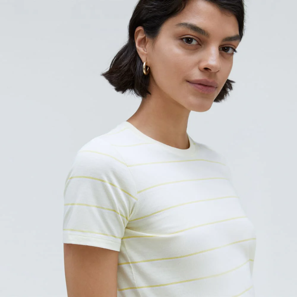 The Organic Cotton Crew Tee | Pastel Yellow / White - Image 4