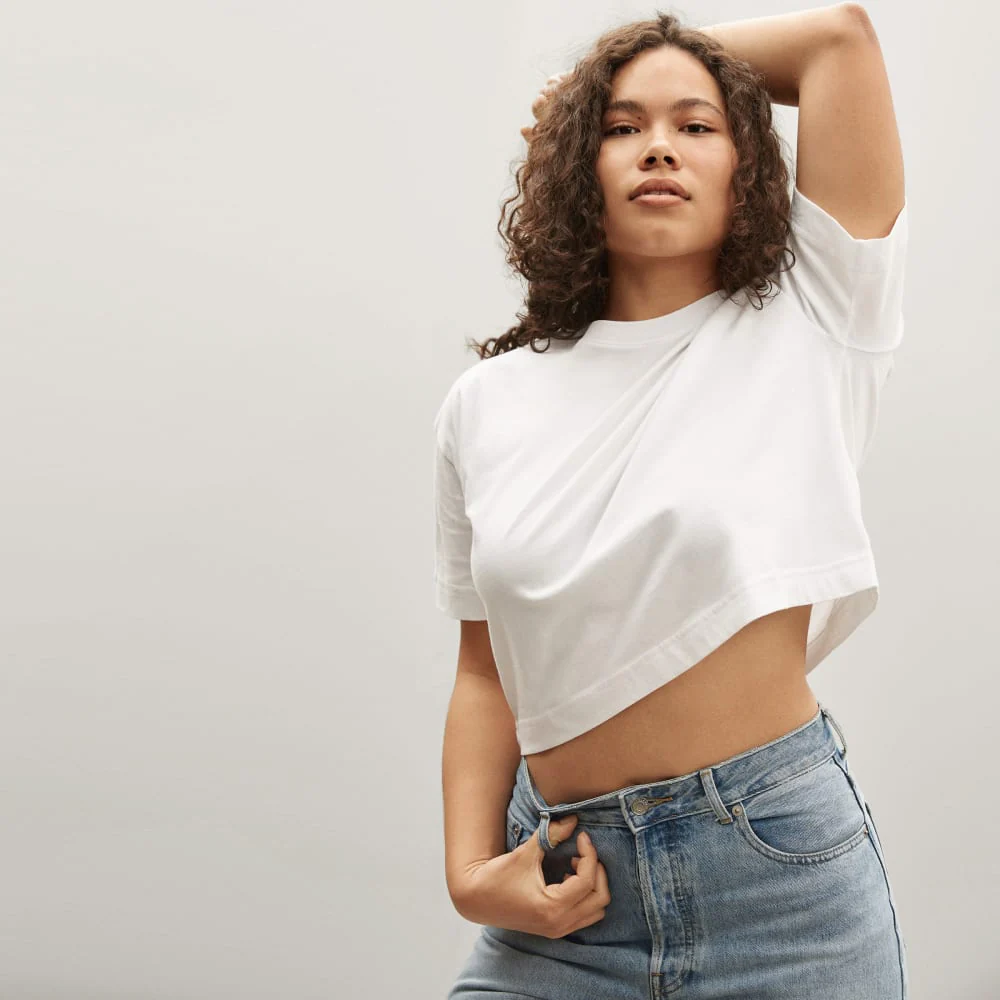 The Organic Cotton Cropped Tee | White - Image 2