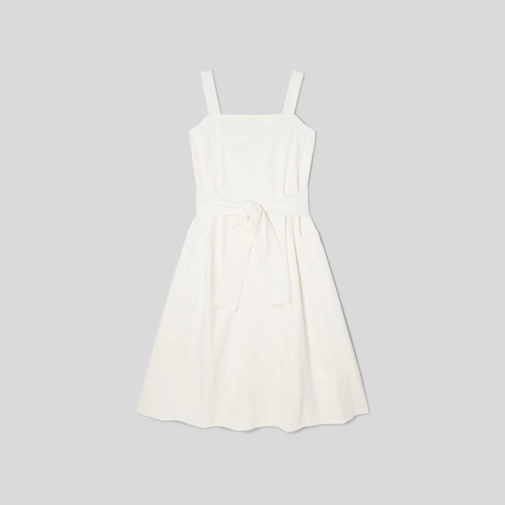 The Organic Cotton Herringbone Dress | Bone - Image 2