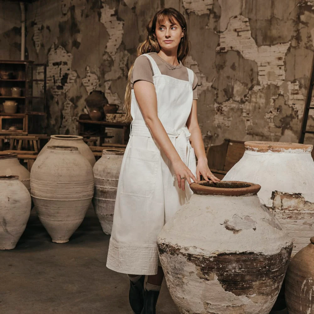 The Organic Cotton Herringbone Dress | Bone - Image 5