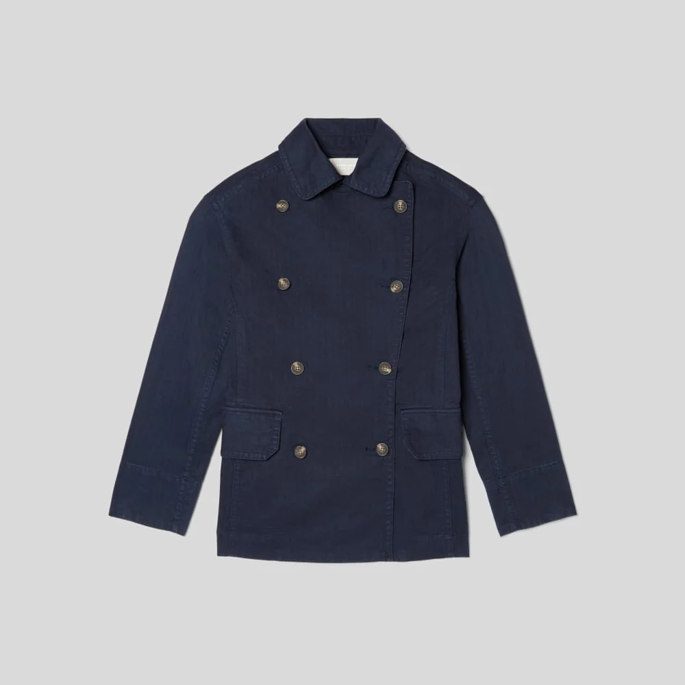 The Organic Cotton Herringbone Jacket | Navy - Image 2