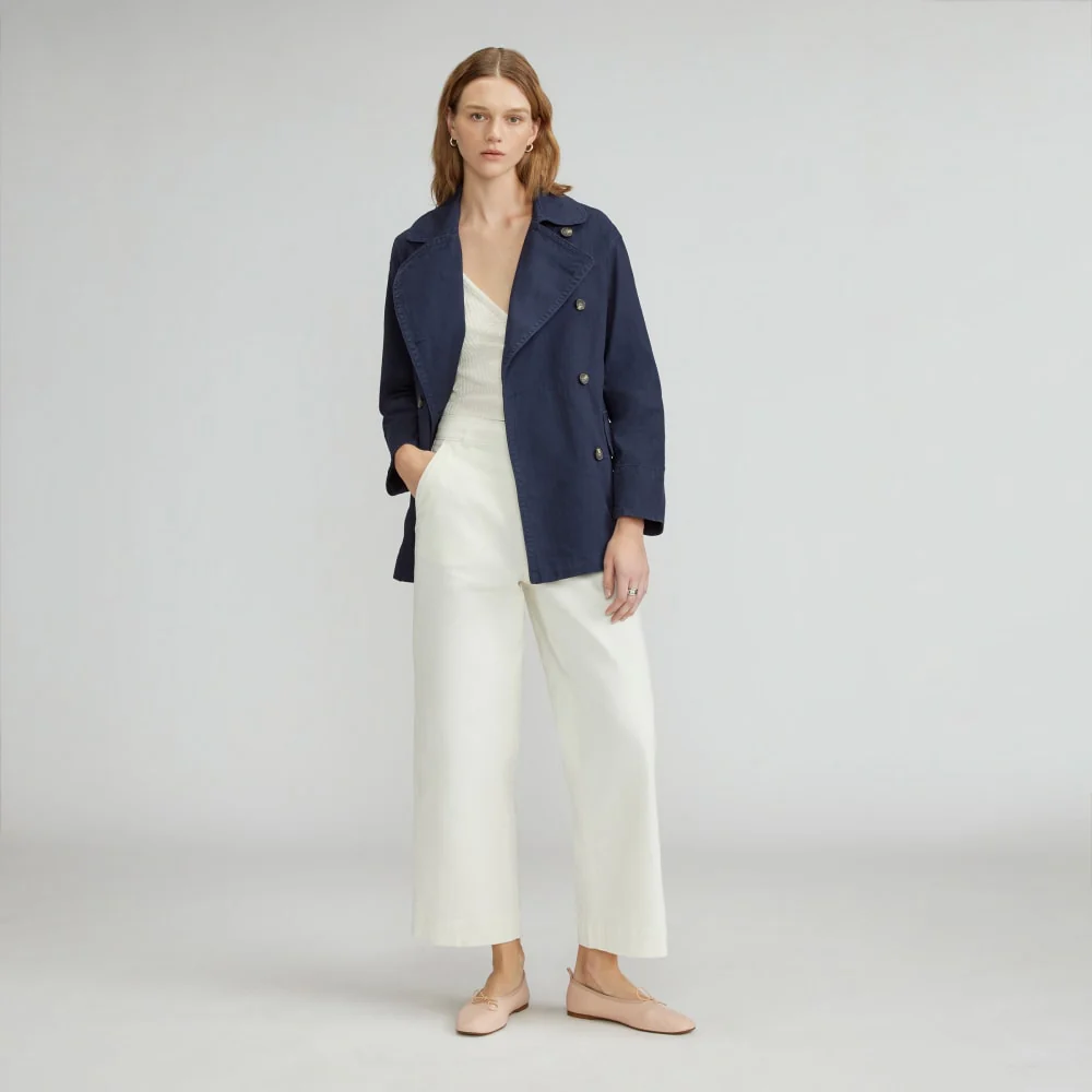The Organic Cotton Herringbone Jacket | Navy - Image 7