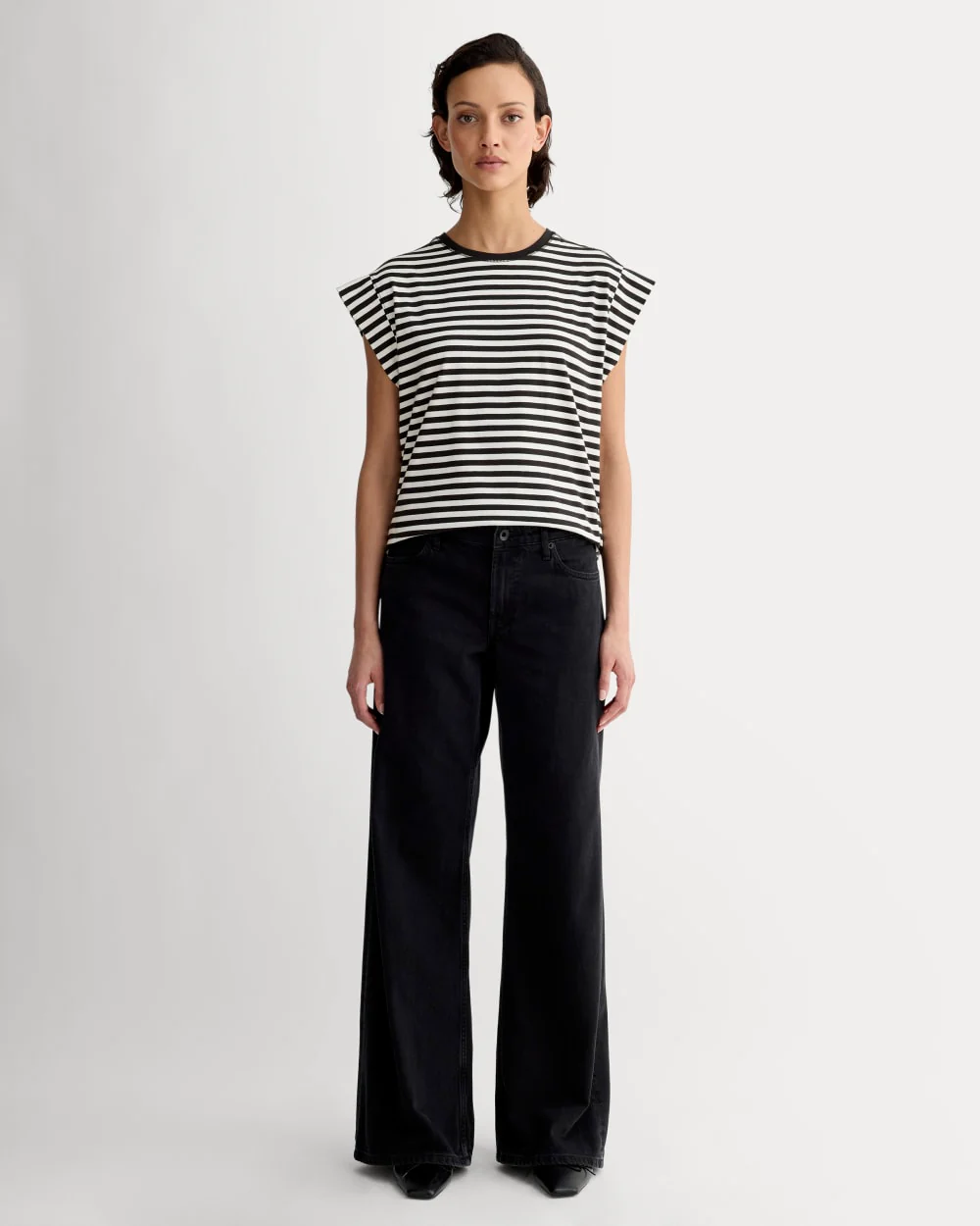 The Muscle Tee in Essential Cotton | Bone / Black - Image 3