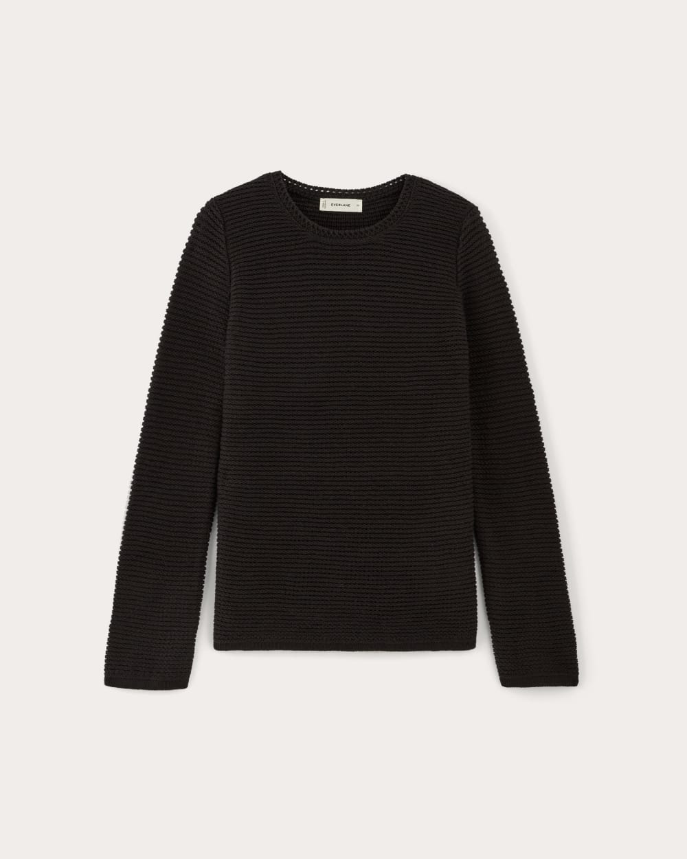 The Organic Cotton Open-Stitch Crew | Black - Image 2
