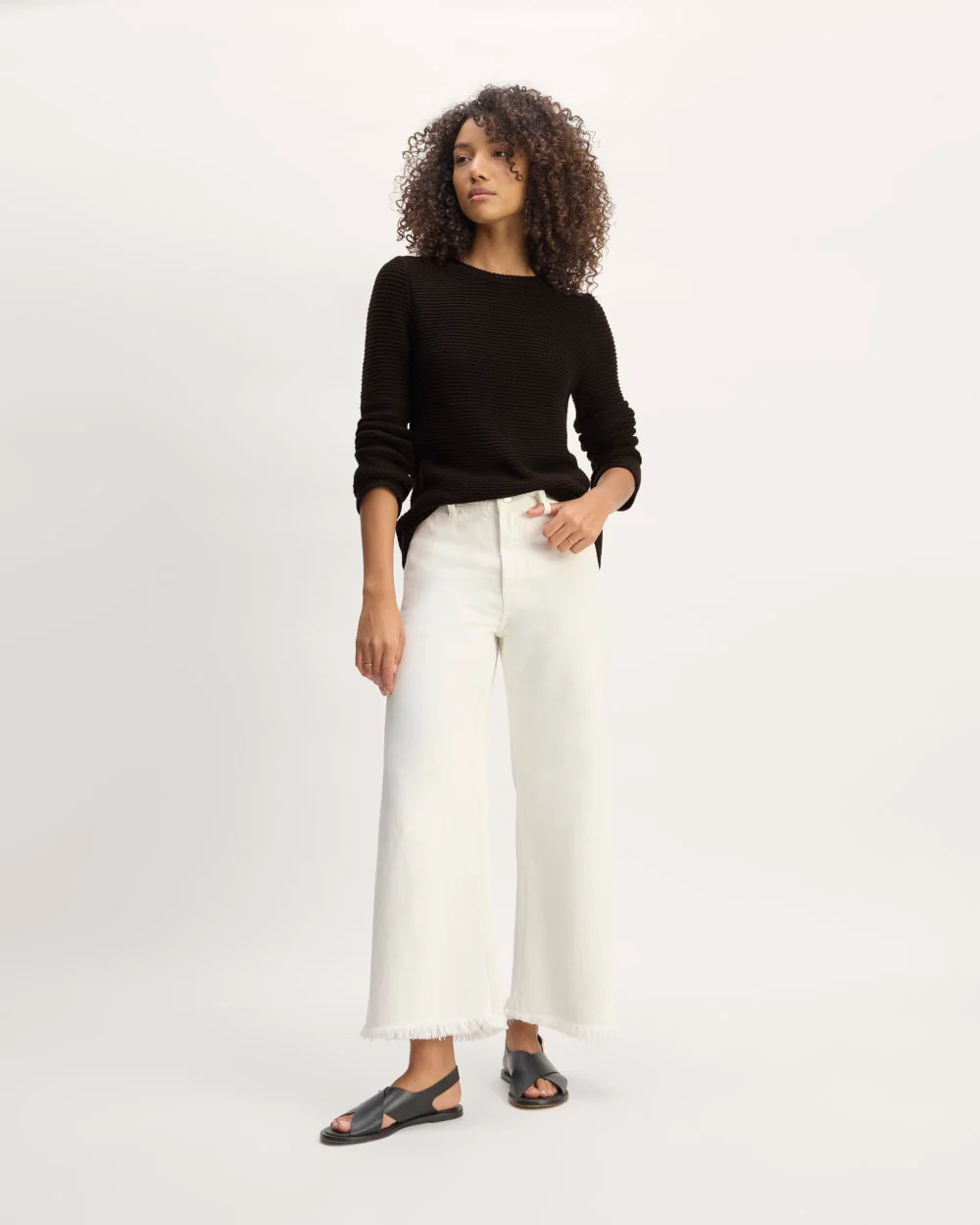 The Organic Cotton Open-Stitch Crew | Black - Image 4
