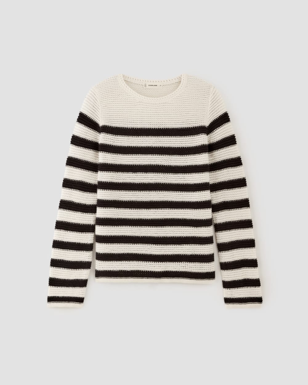 The Organic Cotton Open-Stitch Crew | Black / Bone - Image 2
