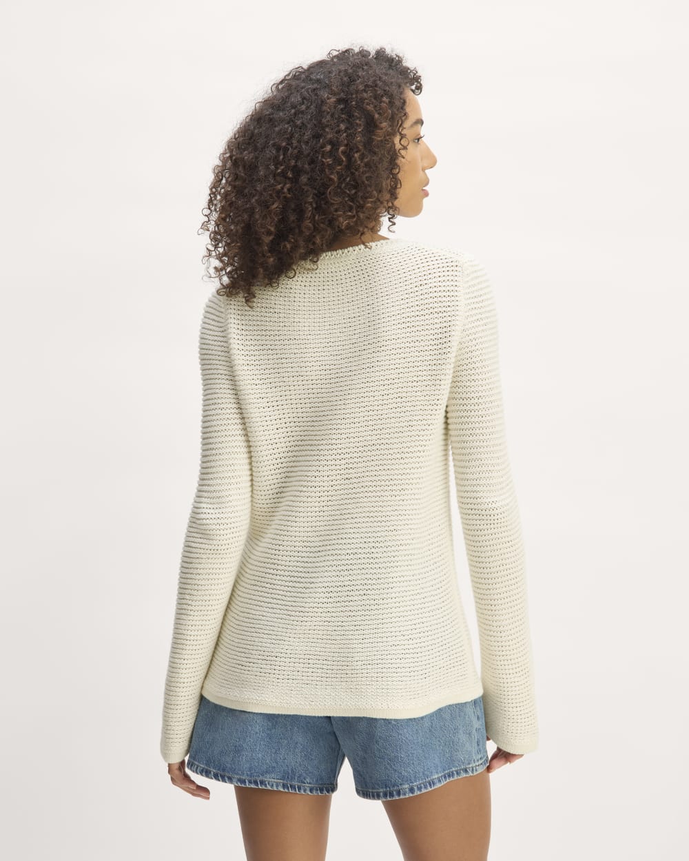 The Organic Cotton Open-Stitch Crew | Bone - Image 6