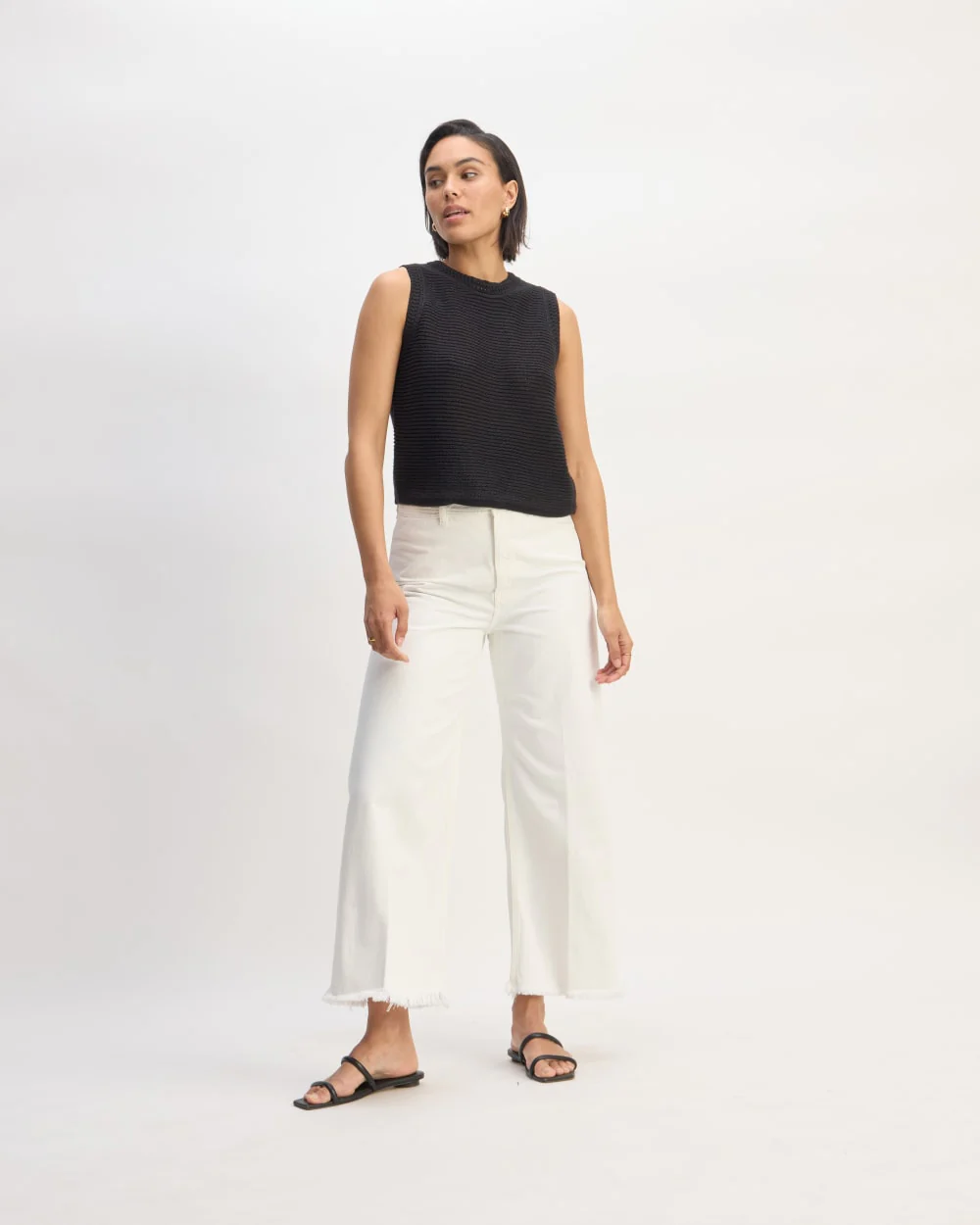 The Organic Cotton Open-Stitch Tank | Black - Image 3