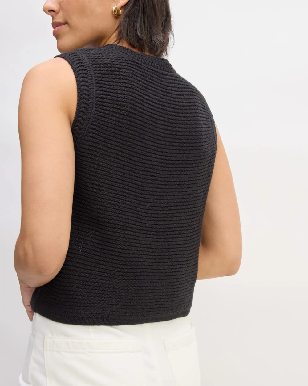 The Organic Cotton Open-Stitch Tank | Black - Image 4