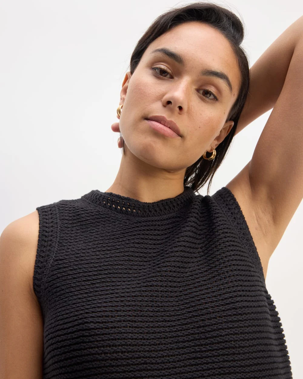 The Organic Cotton Open-Stitch Tank | Black - Image 5