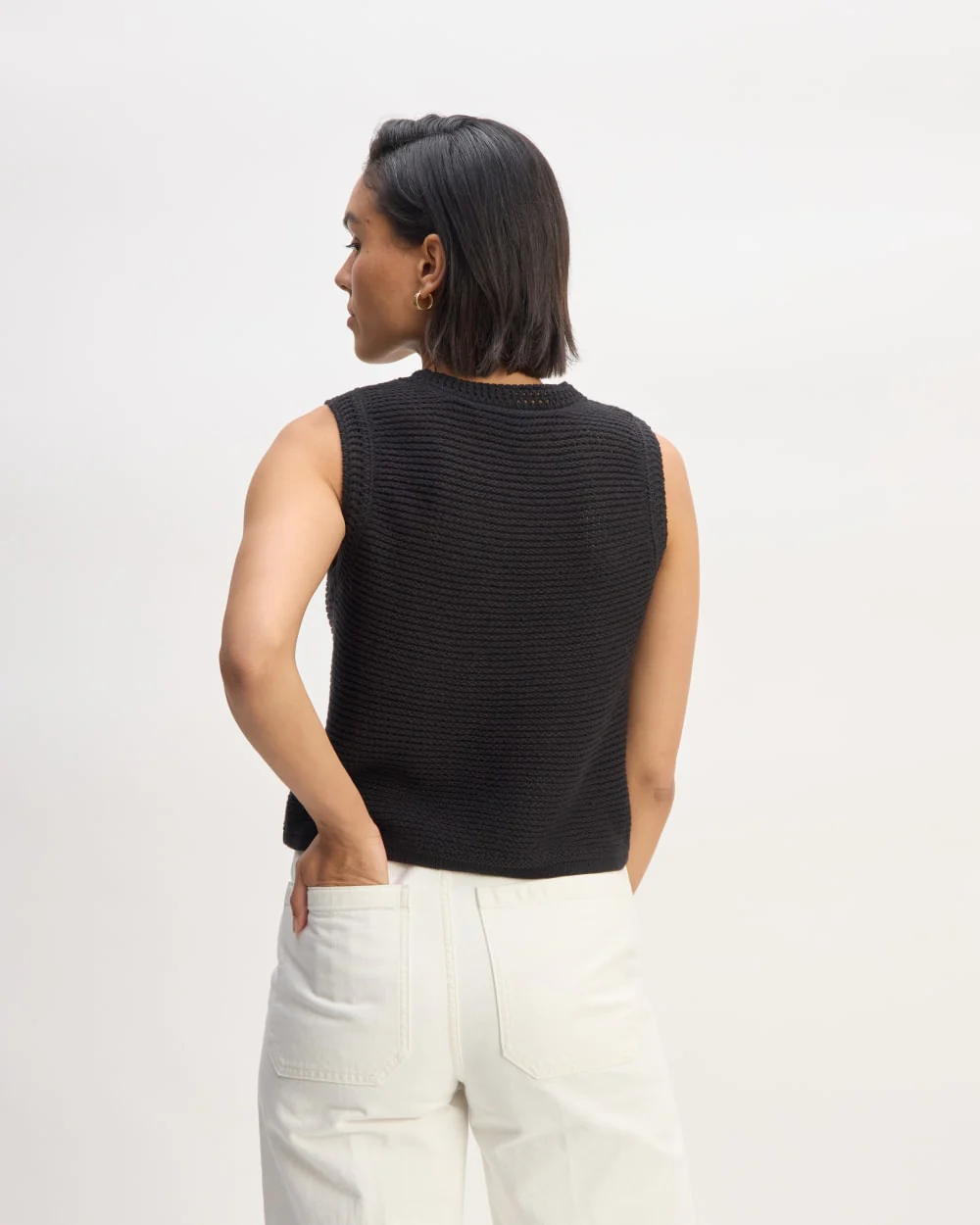 The Organic Cotton Open-Stitch Tank | Black - Image 6