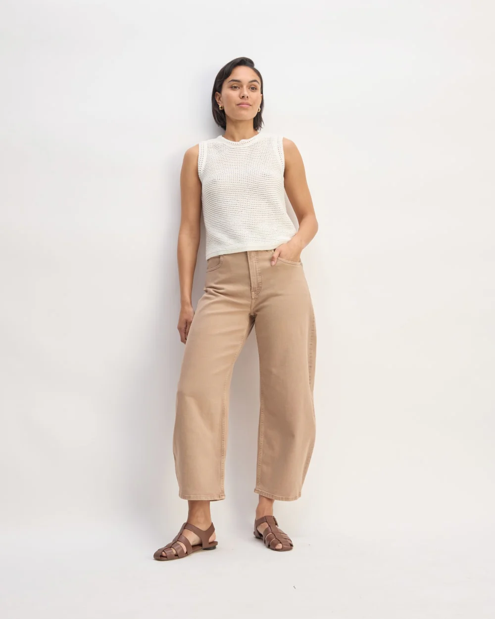 The Organic Cotton Open-Stitch Tank | Bone - Image 4