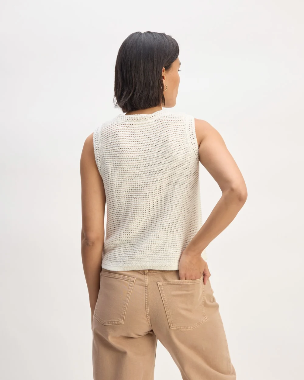 The Organic Cotton Open-Stitch Tank | Bone - Image 5