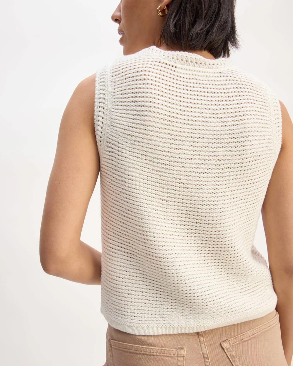 The Organic Cotton Open-Stitch Tank | Bone - Image 6
