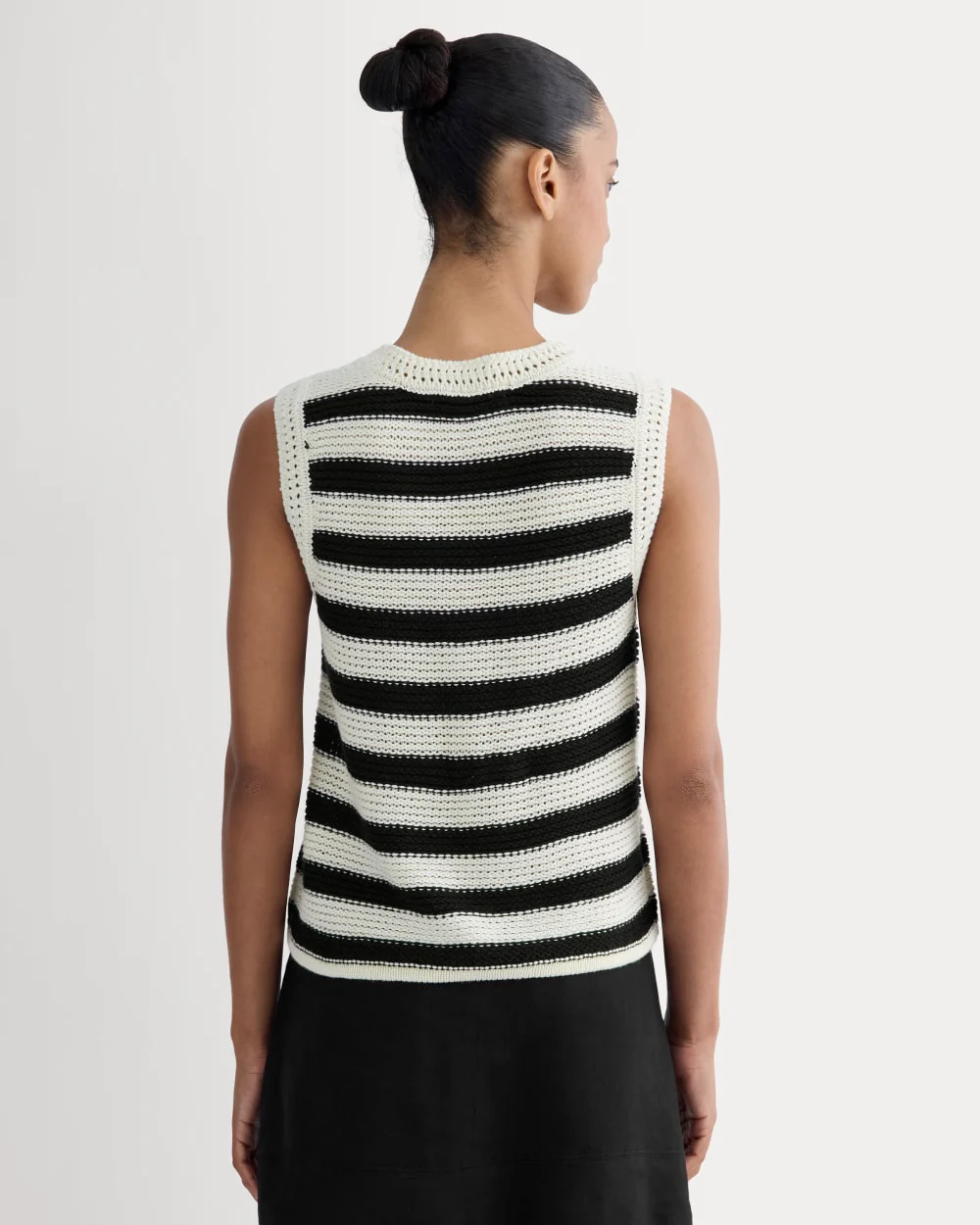 The Organic Cotton Open-Stitch Tank | Canvas / Black - Image 5