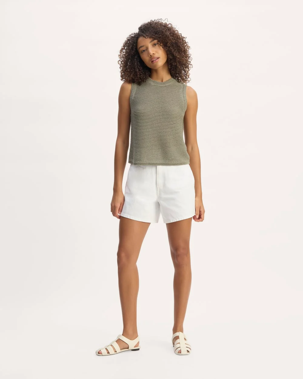 The Organic Cotton Open-Stitch Tank | Sage Green - Image 4