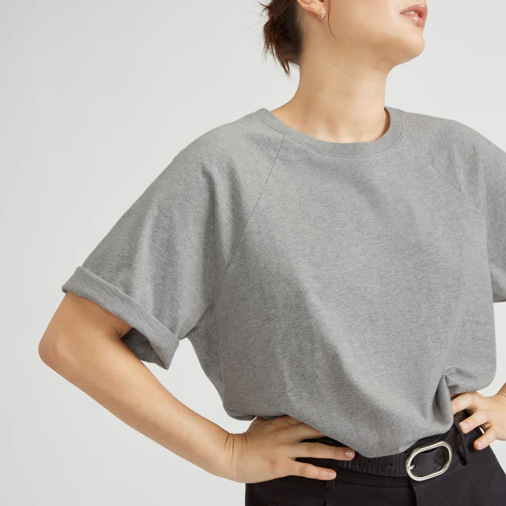 The Organic Cotton Raglan Tee |  Heathered Grey - Image 4