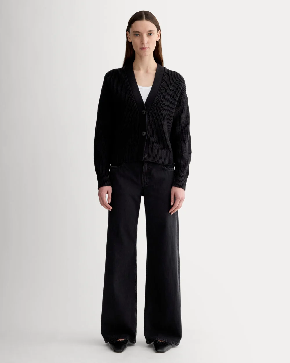 The Boxy Cardigan in Everyday Cotton | Black - Image 3