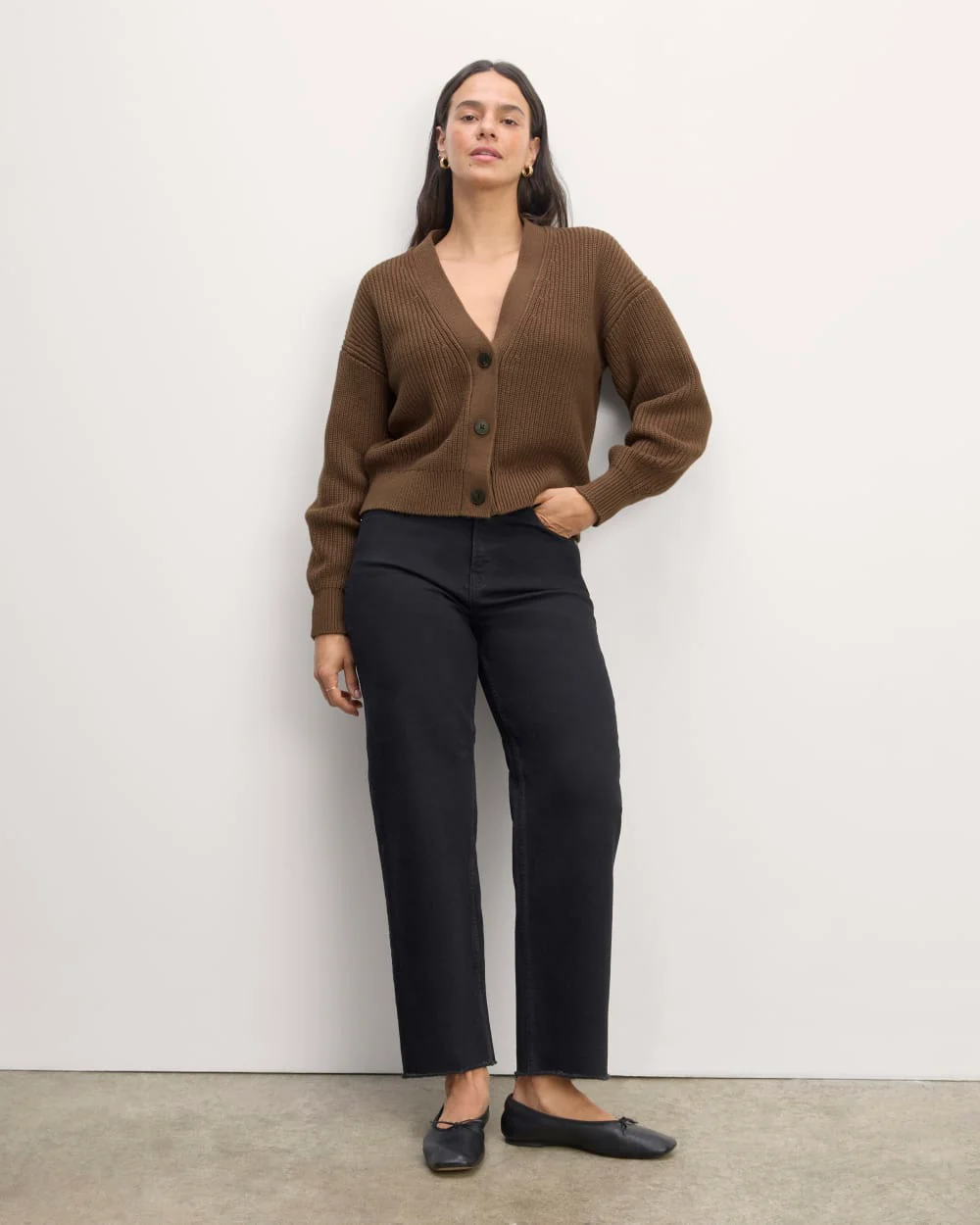 The Boxy Cardigan in Everyday Cotton | Cocoa - Image 3