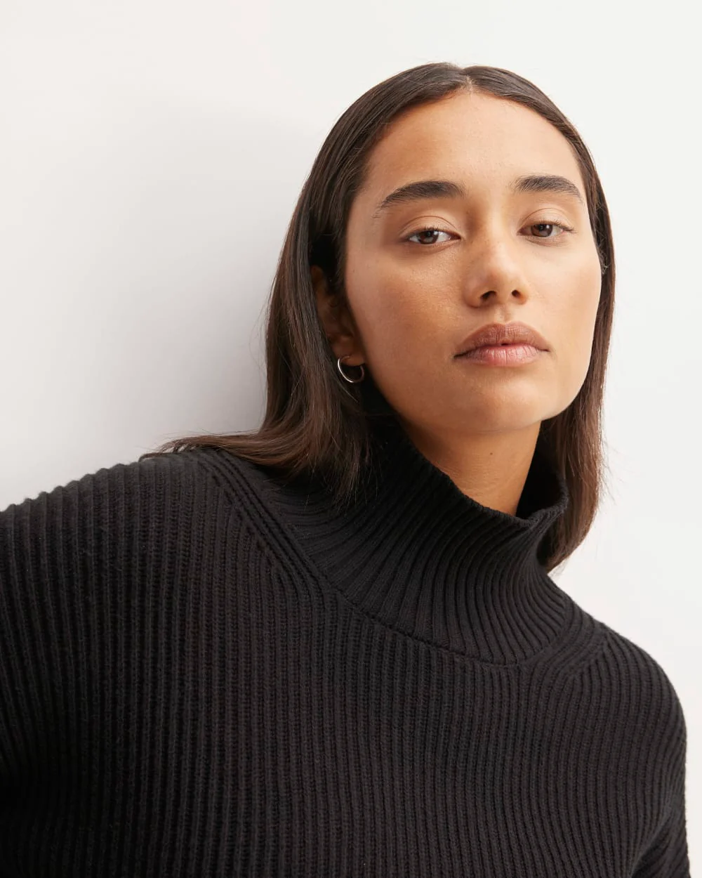 The Organic Cotton Ribbed Turtleneck | Black - Image 4