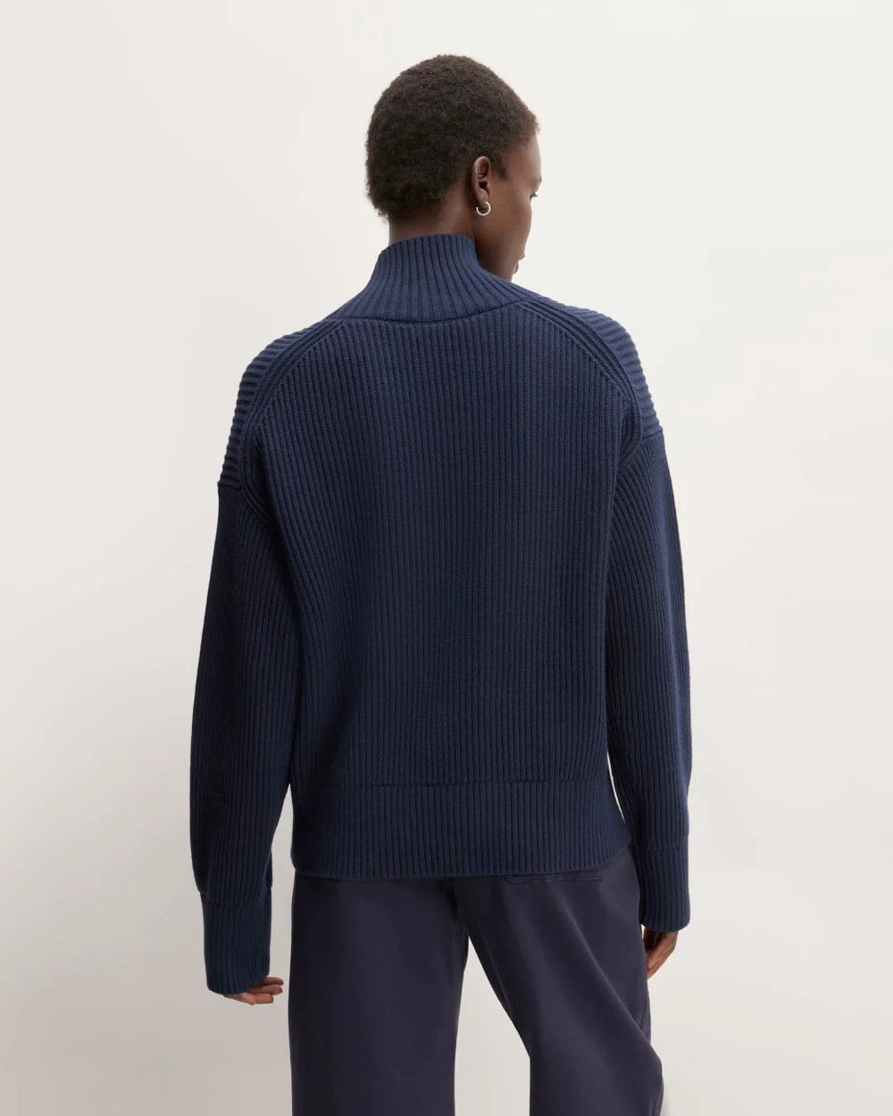 The Organic Cotton Ribbed Turtleneck | Navy - Image 6