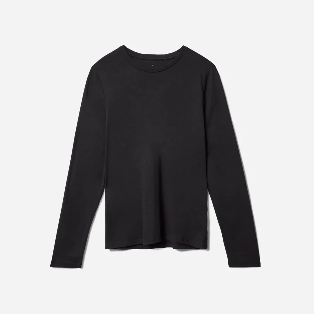 The Organic Cotton Long-Sleeve Crew | Black - Image 2