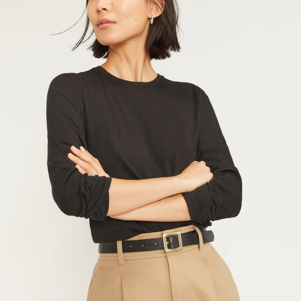 The Organic Cotton Long-Sleeve Crew | Black - Image 3